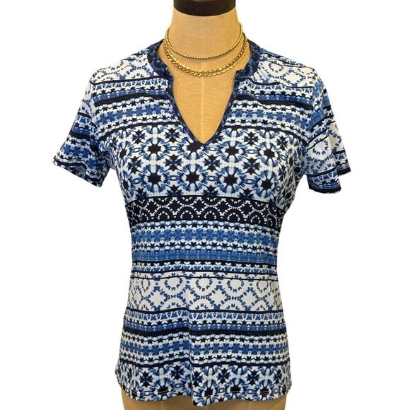 TOMMY BAHAMA Blue Patterned Top Shirt Women size S - Picture 1 of 7
